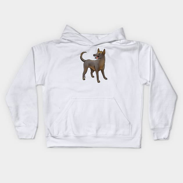 Dog - Xoloitzcuintli - Hairless Brown Kids Hoodie by Jen's Dogs Custom Gifts and Designs